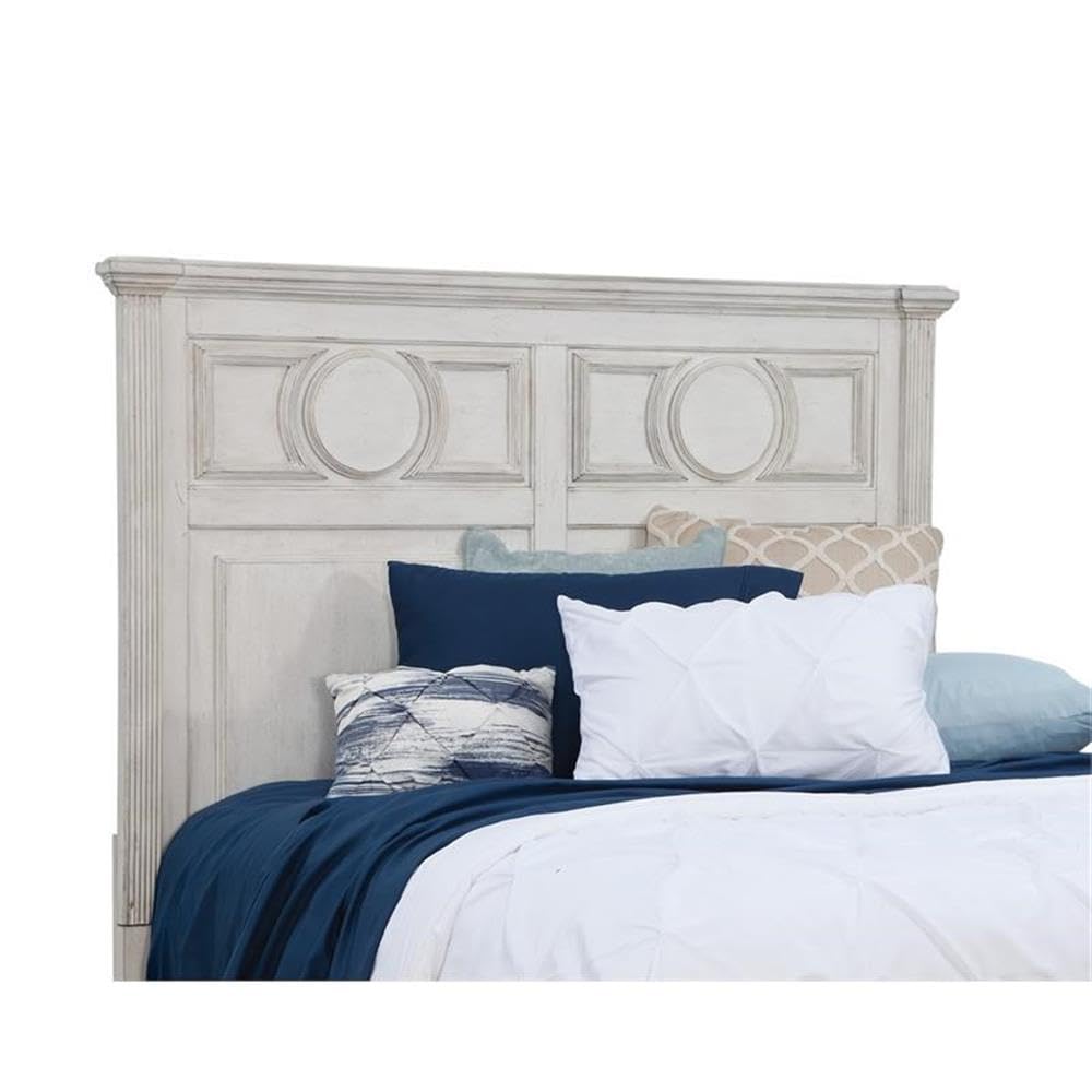 American Woodcrafters Brighten Antique White Wood Queen Panel Headboard