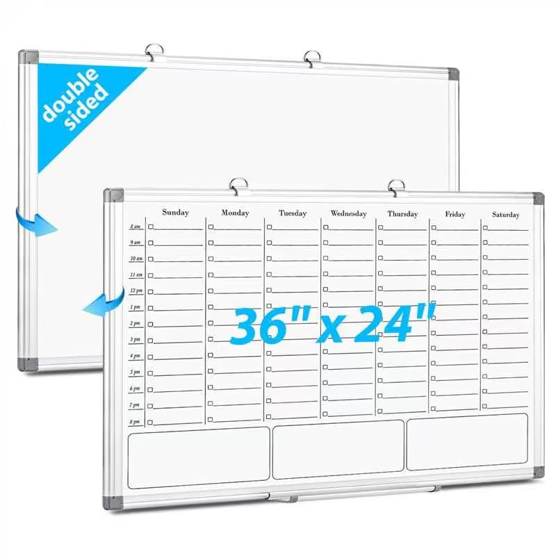 Onavia White Board Dry Erase Calendar For Wall, Magnetic Weekly Schedule-Board With Hourly Time Slots For Home, Office,Work, Sch