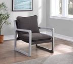 Steve Silver Furniture Kai Upholstered Accent Chair, w/ Rustic Sling Style Frame, Comfortable Cushions, and Kiln-Dried Wood, Living Room, Bedroom, Reading Arm Chair, 33"D x 33"W x 34.25"H, Black, Gray