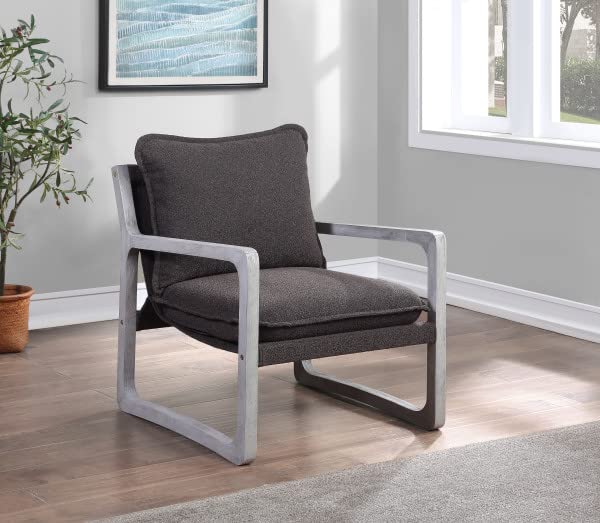 Steve Silver Furniture Kai Upholstered Accent Chair, w/ Rustic Sling Style Frame, Comfortable Cushions, and Kiln-Dried Wood, Living Room, Bedroom, Reading Arm Chair, 33"D x 33"W x 34.25"H, Black, Gray