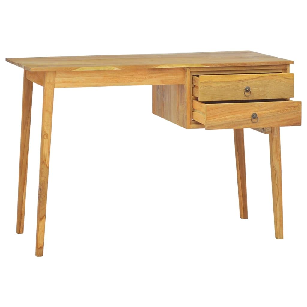 vidaXL Solid Wood Desk with 2 Drawers – Solid Teak Wood and Brass - 43.3x20.5x29.5 - Rustic-Style Desk for Home Office