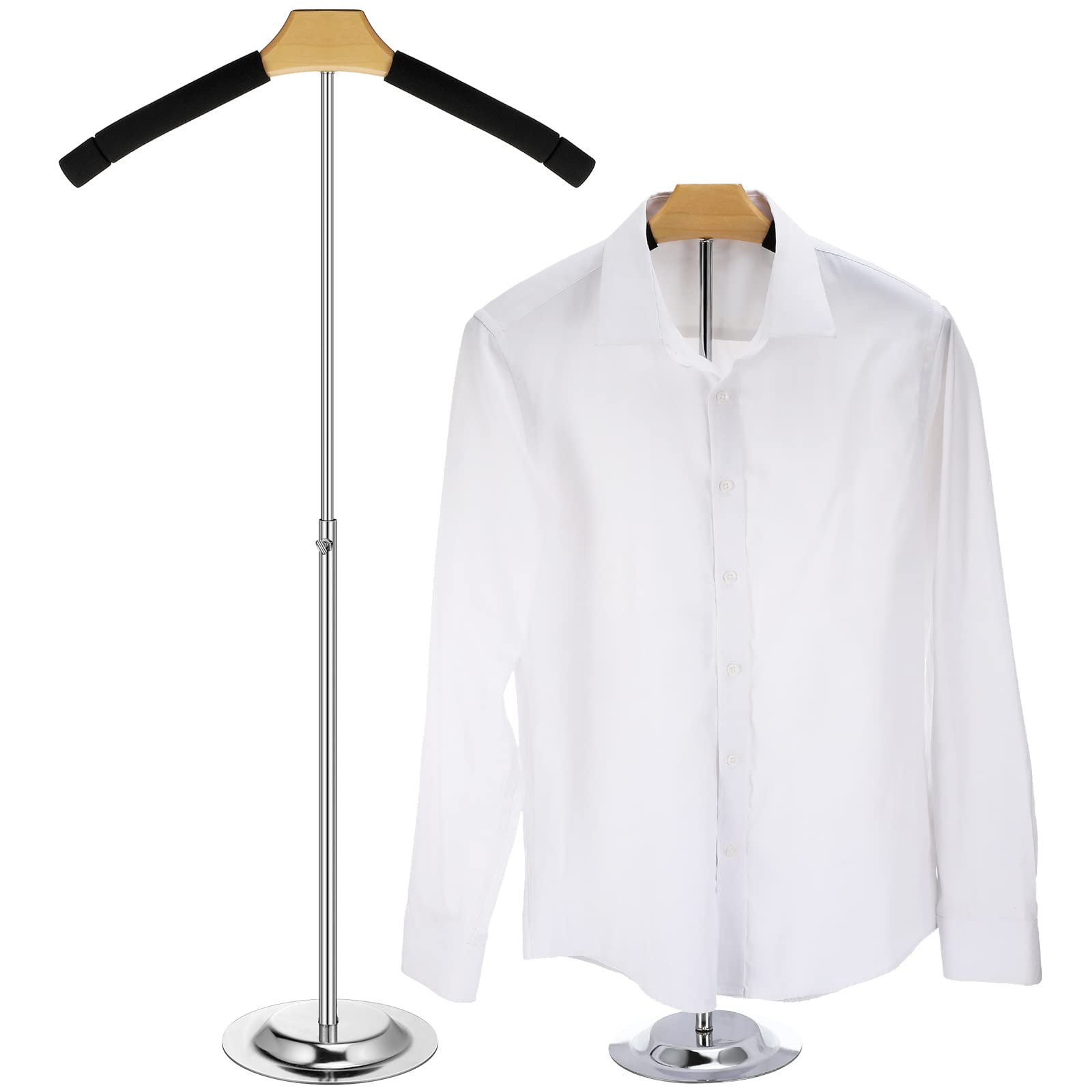 Qunclay Adjustable T Shirt Display Flexible Shoulder Stand Shirt Rack Portable Hanging Black Metal Clothes Hanger Rack for Cloth
