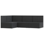 vidaXL 4 Piece Modern Patio Lounge Set - Outdoor Black Poly Rattan Furniture with Cushions, Weather Resistant, Durable Material, Adjustable Corner Sofa, Easy Assembly
