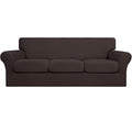 Easy-Going 4 Pieces Stretch Soft Couch Cover For Dogs - Washable Sofa Slipcover For 3 Separate Cushion Couch - Elastic Furniture Protector For Pets, Kids (Sofa, Chocolate)