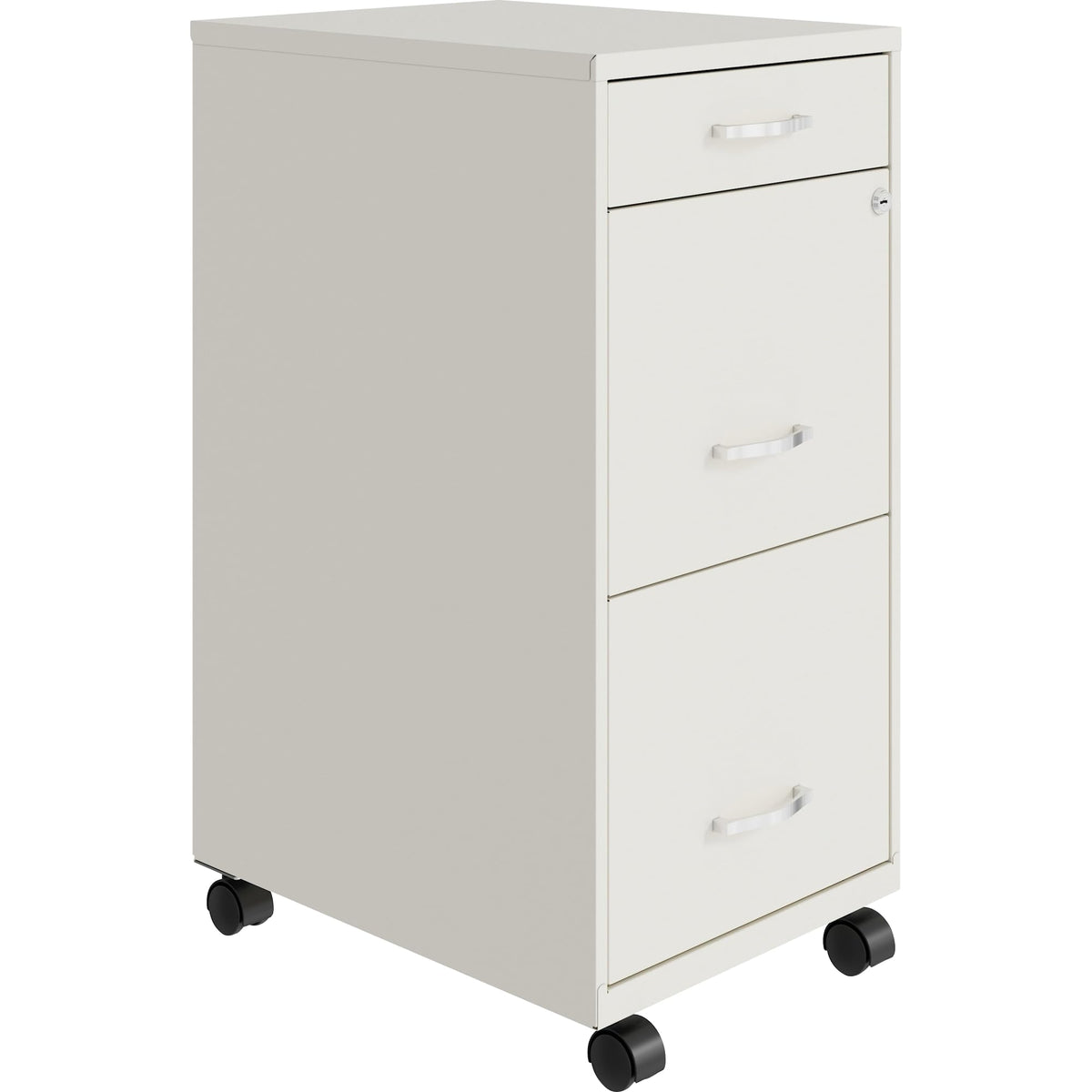 Lorell Lys Soho Box/File/File Mobile White File Cabinet, 3 Drawer, 26.5 X 14.3 X 18 In