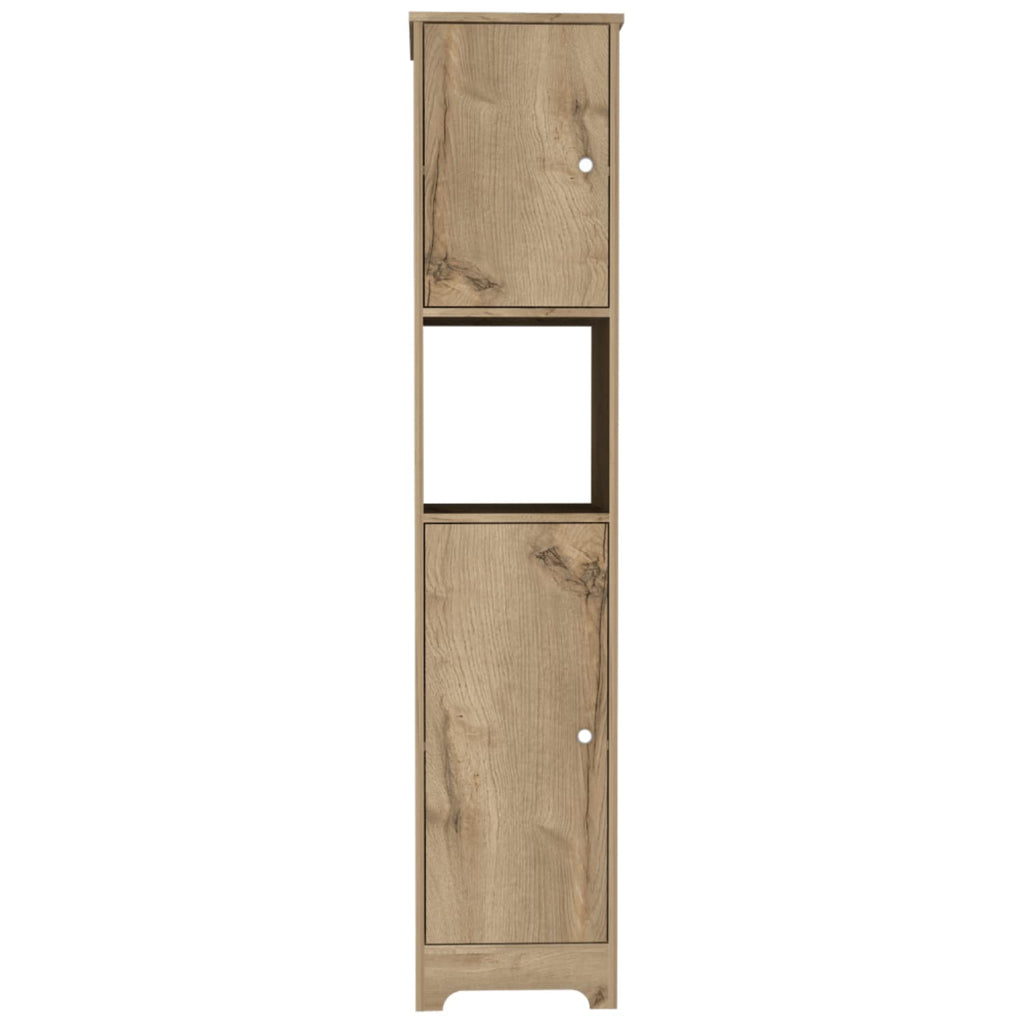 Double Door Cabinet 68.8H, 4 Interior Shelves, 1 Open Shelf, Light Oak