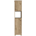 Double Door Cabinet 68.8H, 4 Interior Shelves, 1 Open Shelf, Light Oak