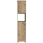 Double Door Cabinet 68.8H, 4 Interior Shelves, 1 Open Shelf, Light Oak