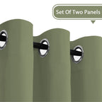 H.Versailtex Premium Blackout Thermal Insulated Room Darkening Curtains For Bedroom/Living Room - Classic Grommet Top (2 Panels, Sage, 52 Inch By 96 Inch)
