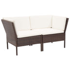 vidaXL Outdoor Patio Lounge Set with Cushions - 6 Piece, Poly Rattan, Brown, Modular Design, Weather-Resistant, Comfortable and Modern Seating.