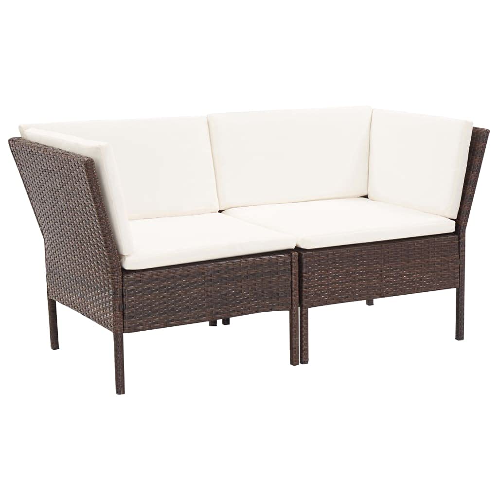 vidaXL Outdoor Patio Lounge Set with Cushions - 6 Piece, Poly Rattan, Brown, Modular Design, Weather-Resistant, Comfortable and Modern Seating.