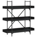 vidaXL Bookcase - 3-Tier Ample Storage Bookshelf with Adjustable Feet; Industrial Style Engineered Wood Book Stand in Black Finish; Measures 39.4"x13"x42.7"