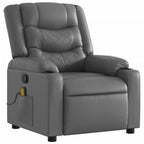 vidaXL Gray Faux Leather Massage Recliner Chair - Manual Adjustability, Vibration Massage, Cup Holders, USB Powered for Living Room, Grey, 374126