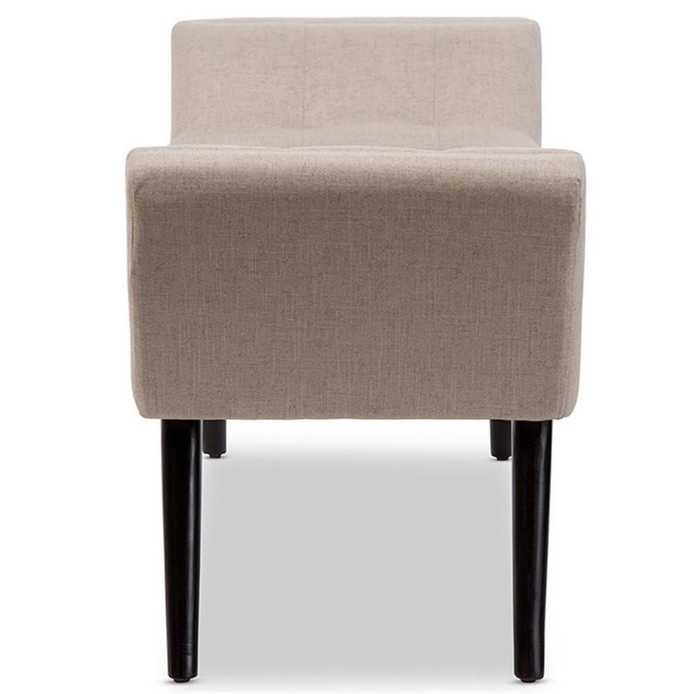 Baxton Studio Wholesale Interiors Tamblin Mid-Century Retro Linen Fabric Upholstered Grid-Tufting 50&quot; Bench, Beige