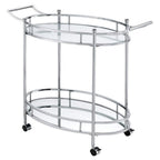 Acme Jinx 2 Glass Tier Shelves Serving Cart With Wheels In Clear And Chrome