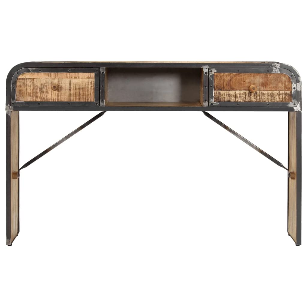 vidaXL Antique-Style Sideboard with Industrial Iron Frame, Vintage Solid Mango Wood Stand with Storage Drawers and Compartment, Brown - 47.2&quot;x11.8&quot;x29.5&quot;