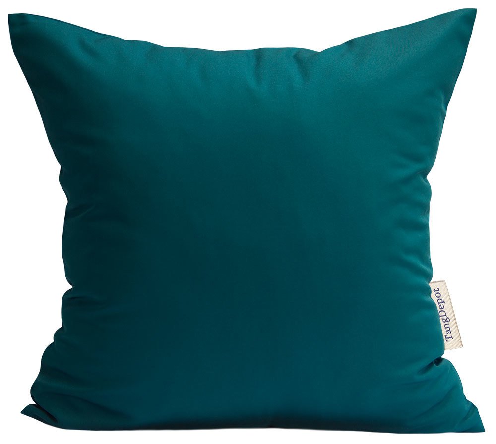 Tangdepot Durable Faux Silk Solid Pillow Shams, Euro Shams, European Throw Pillow Covers, Indoor/Outdoor Cushion Covers - (24'X