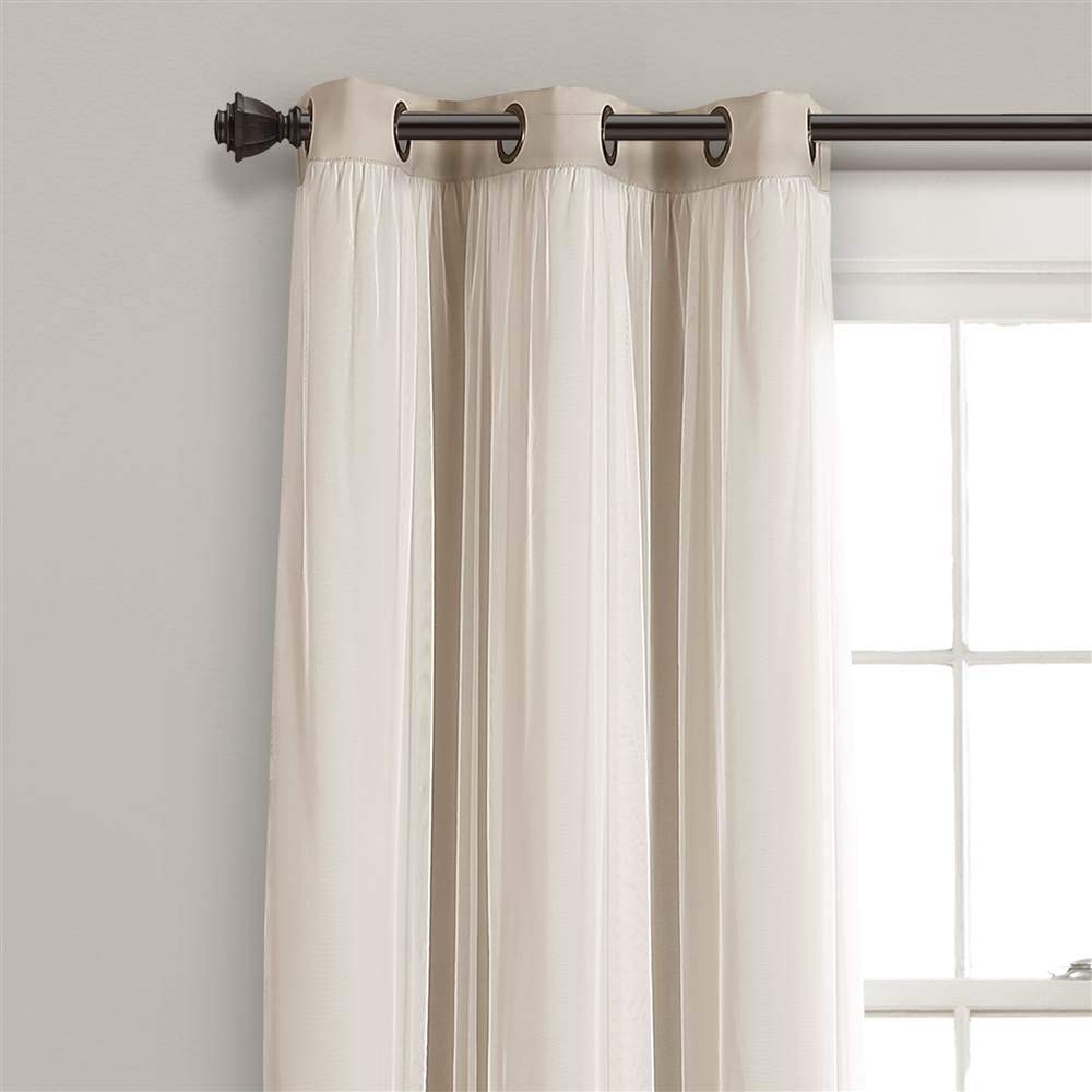 Lush Decor Sheer Grommet Curtains With Insulated Blackout Lining, Window Curtain Panels, Pair, 38''W X 120''L, Wheat - Curtain W