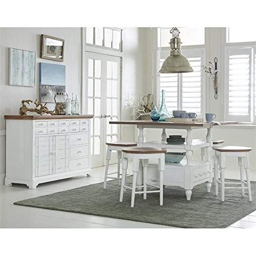 Progressive Furniture Shutters Counter Stool (1/Ctn), Light Oak/Distressed White
