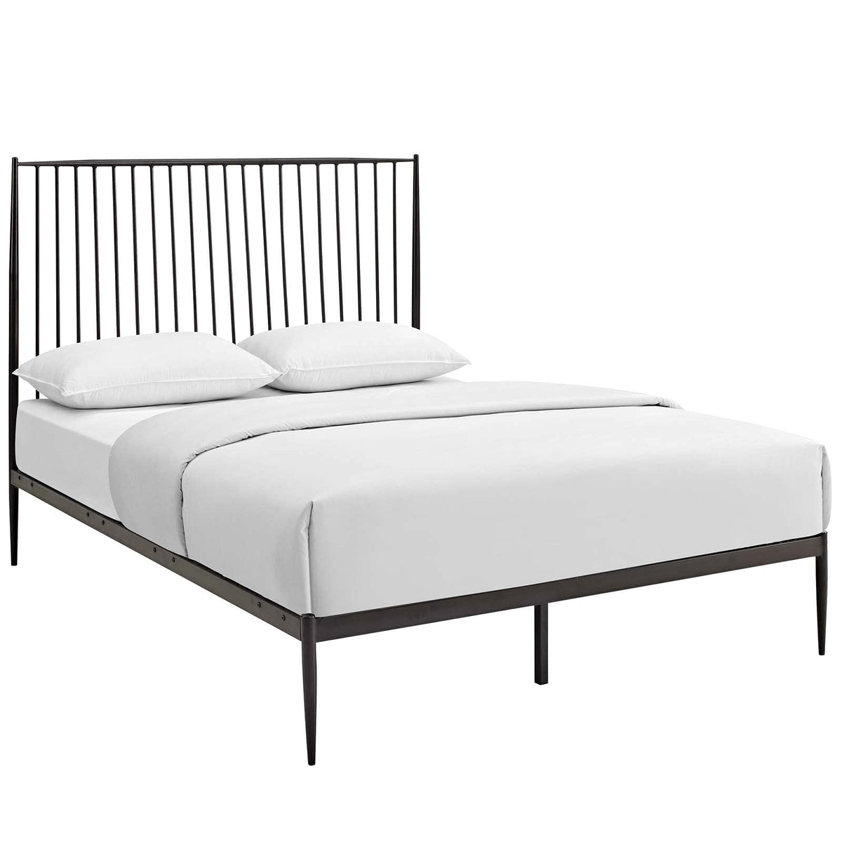 Modway Annika Powder-Coated Steel Queen Size Platform Bed In Brown