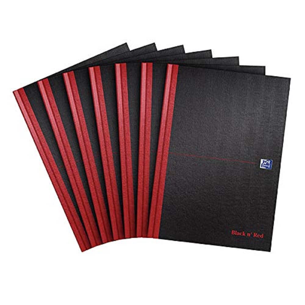Oxford Black N' Red A4 Hardback Casebound Notebook, Ruled, 192 Page, Pack Of 7,Black/Red
