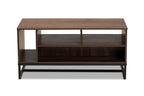 Baxton Studio Flannery Modern and Contemporary Walnut Brown Finished Wood and Black Finished Metal Coffee Table