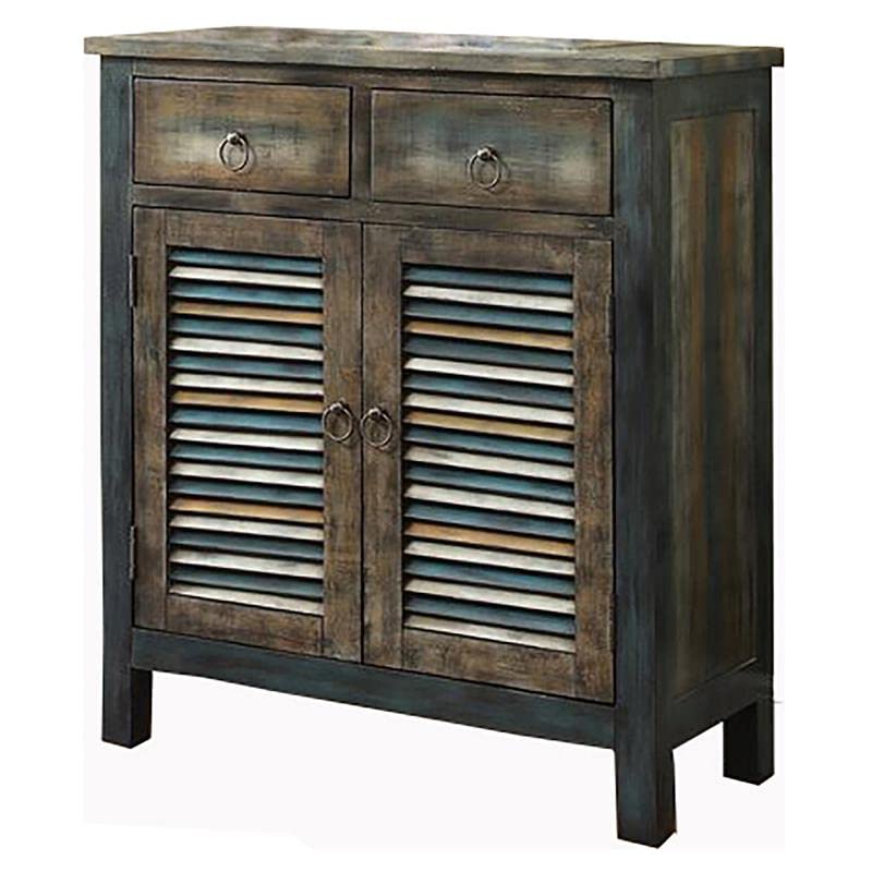 Acme Glancio 2 Doors Wooden Console Table With 2-Drawer In Antique Oak And Teal