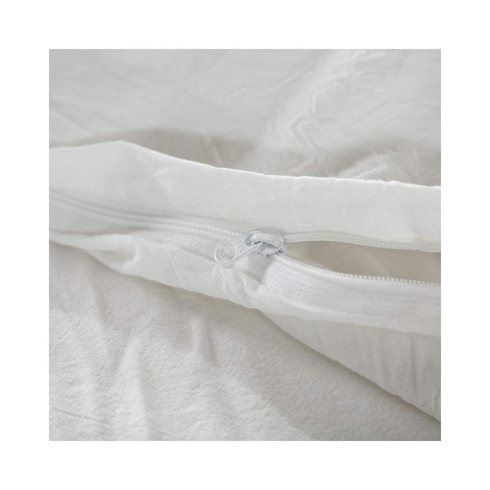 F.Y.Dreams 100% Washed Cotton Duvet Cover For Weighted Blanket 80X87 Inches With 8 Ties, Zipper On Long Side/White/Just Duvet Co