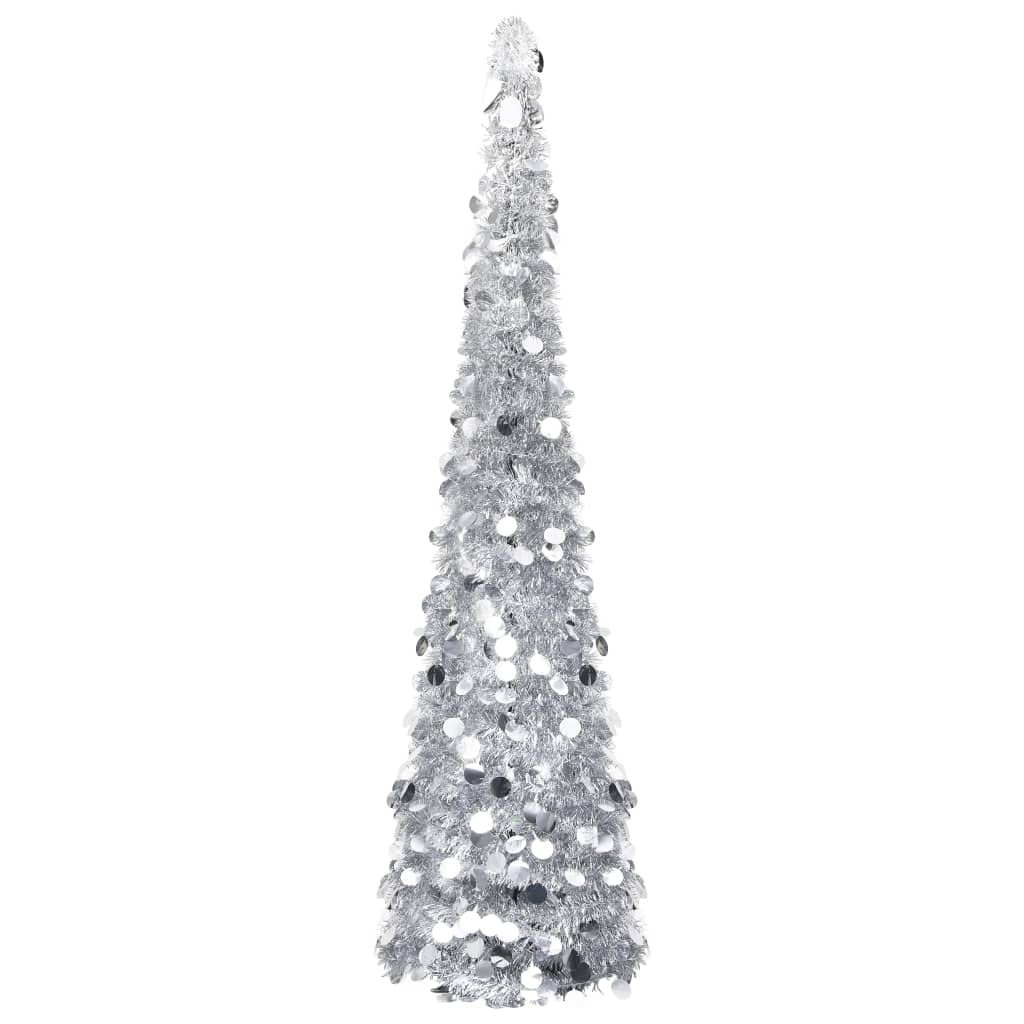 'vidaXL Pop-up Artificial Christmas Tree - 5 ft Silver PET - Indoor/Outdoor Use - Easy Setup - Compact Storage - Reusable