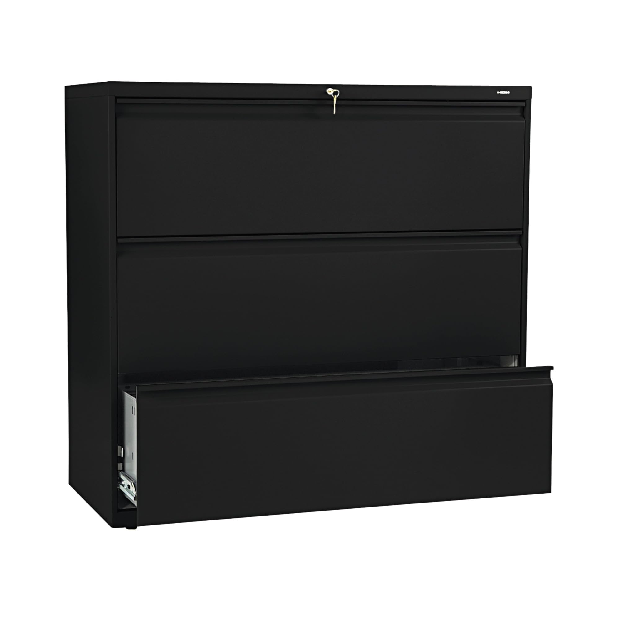 Hon 800 Series 3-Drawer Lateral File Cabinet, Black, 40.88' H X 42' W X 19.25' D
