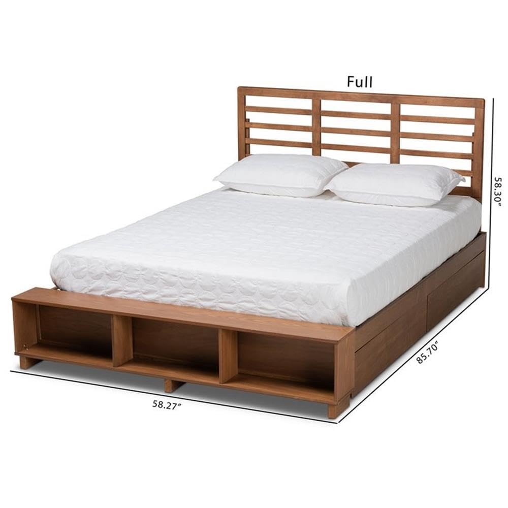 Baxton Studio Milana Modern Transitional Ash Walnut Brown Finished Wood 4-Drawer King Size Platform Storage Bed