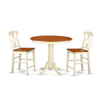 East West Furniture JAKE3-WHI-W 3 Piece Counter Height Dining Set for Small Spaces Contains a Round Wooden Table with Pedestal and 2 Kitchen Chairs, 36x36 Inch, Buttermilk & Cherry