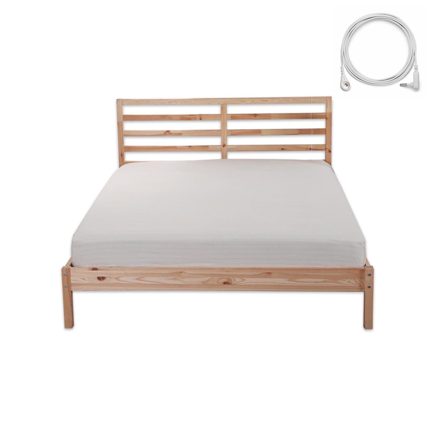 Okohey Grounding Fitted Sheets With 15Ft Earthing Cord, Queen Size, 95% Organic Cotton + 10% Silver Fiber, Soft & Breathable Gro