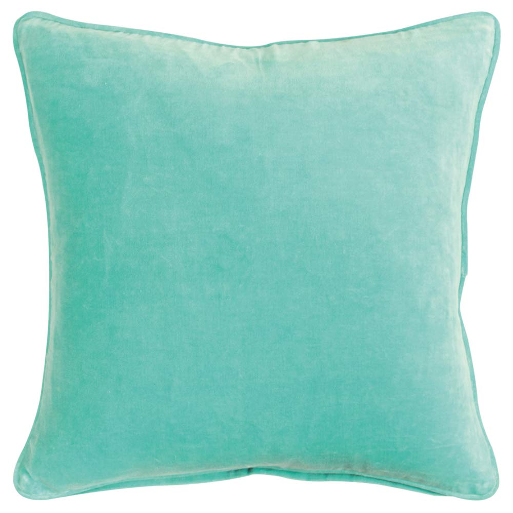 Rizzy Home Connie Post 20&quot; x 20&quot; Poly Filled Pillow in Aqua Blue Cotton Velvet Fabric