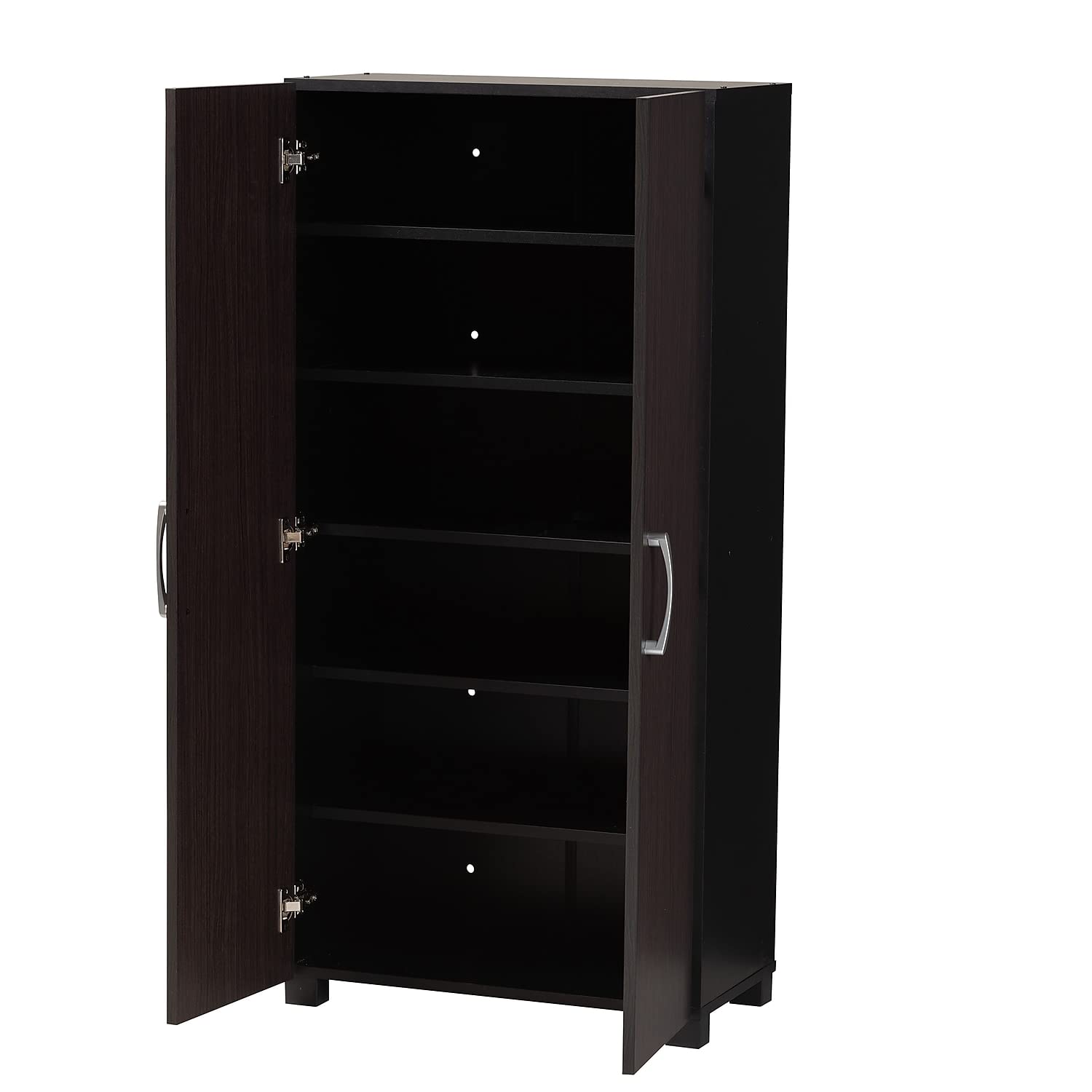 Baxton Studio Marine Modern and Contemporary Wenge Dark Brown Finished 2-Door Wood Entryway Shoe Storage Cabinet