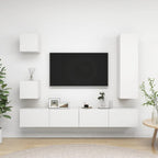 vidaXL TV Stand Set 5 Piece Home Living Room Bedroom Furniture HiFi Stereo Cabinet TV Stand Media Unit Entertainment Center Engineered Wood White