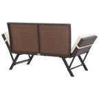vidaXL Convertible Patio Bench to Day Bed in Brown Poly Rattan with Comfortable Cushions, Adjustable Sides and Durable Steel Frame