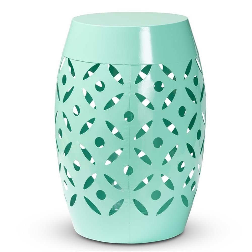 Baxton Studio Hallie Modern and Contemporary Aqua Finished Metal Outdoor Side Table Metal/Aqua