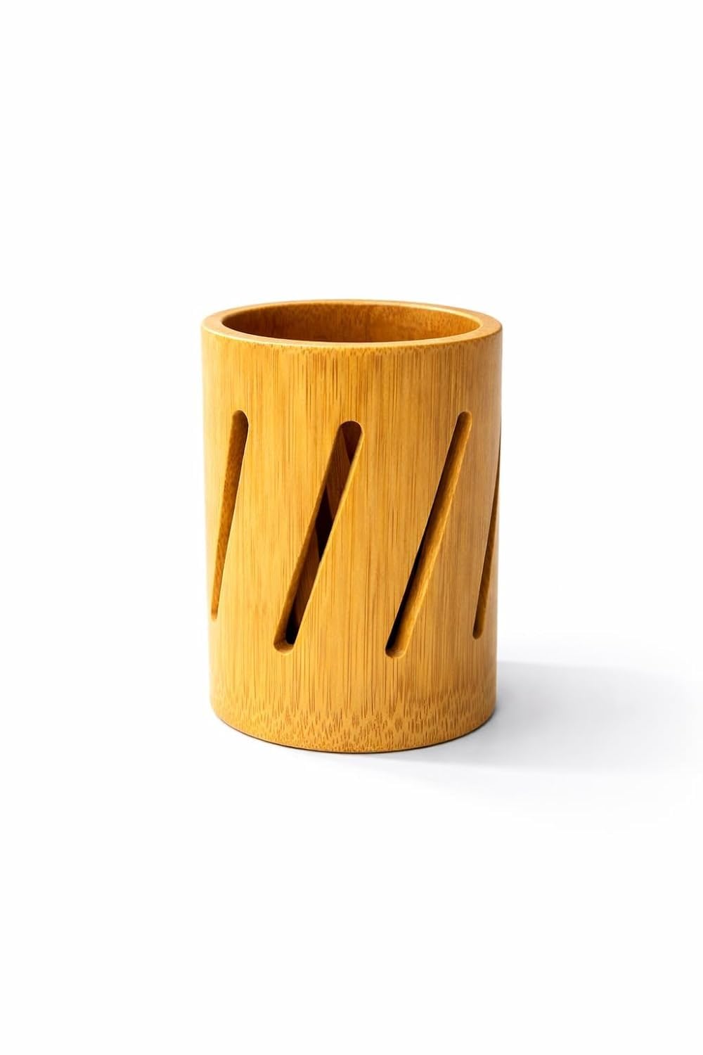 Flukfu Bamboo Multipurpose Organizer Holder For Kitchen Utensils, Desk Accessories & Bathroom Storage  Natural Wooden Pen Stand