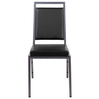 Flash Furniture Hercules Series Square Back Stacking Banquet Chair In Black Vinyl With Silvervein Frame