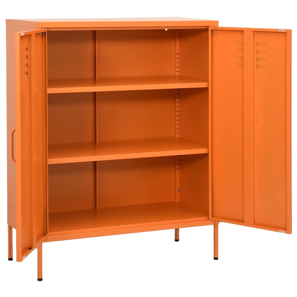 vidaXL Steel Storage Cabinet - Freestanding, Adjustable Shelves, 31.5&quot;x13.8&quot;x40&quot;, Industrial-Style Sideboard in Vibrant Orange