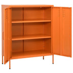 vidaXL Steel Storage Cabinet - Freestanding, Adjustable Shelves, 31.5"x13.8"x40", Industrial-Style Sideboard in Vibrant Orange