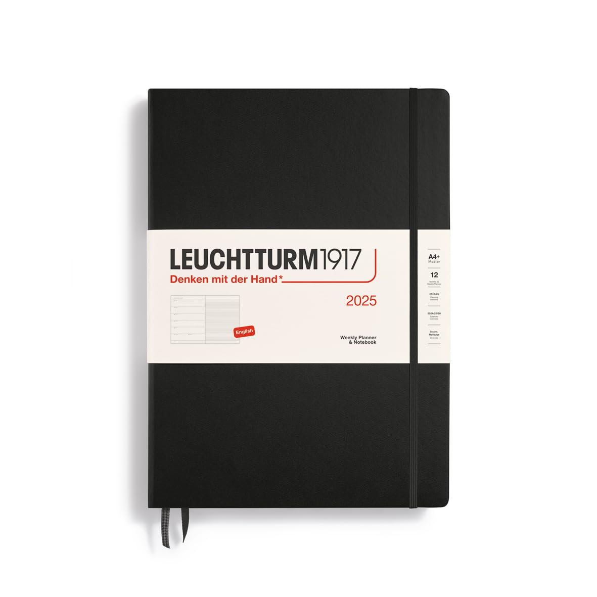 Leuchtturm1917 - Weekly Planner & Notebook 2025, Hardcover, Master (A4+), Black (Jan 1 - Dec 31, 2025)