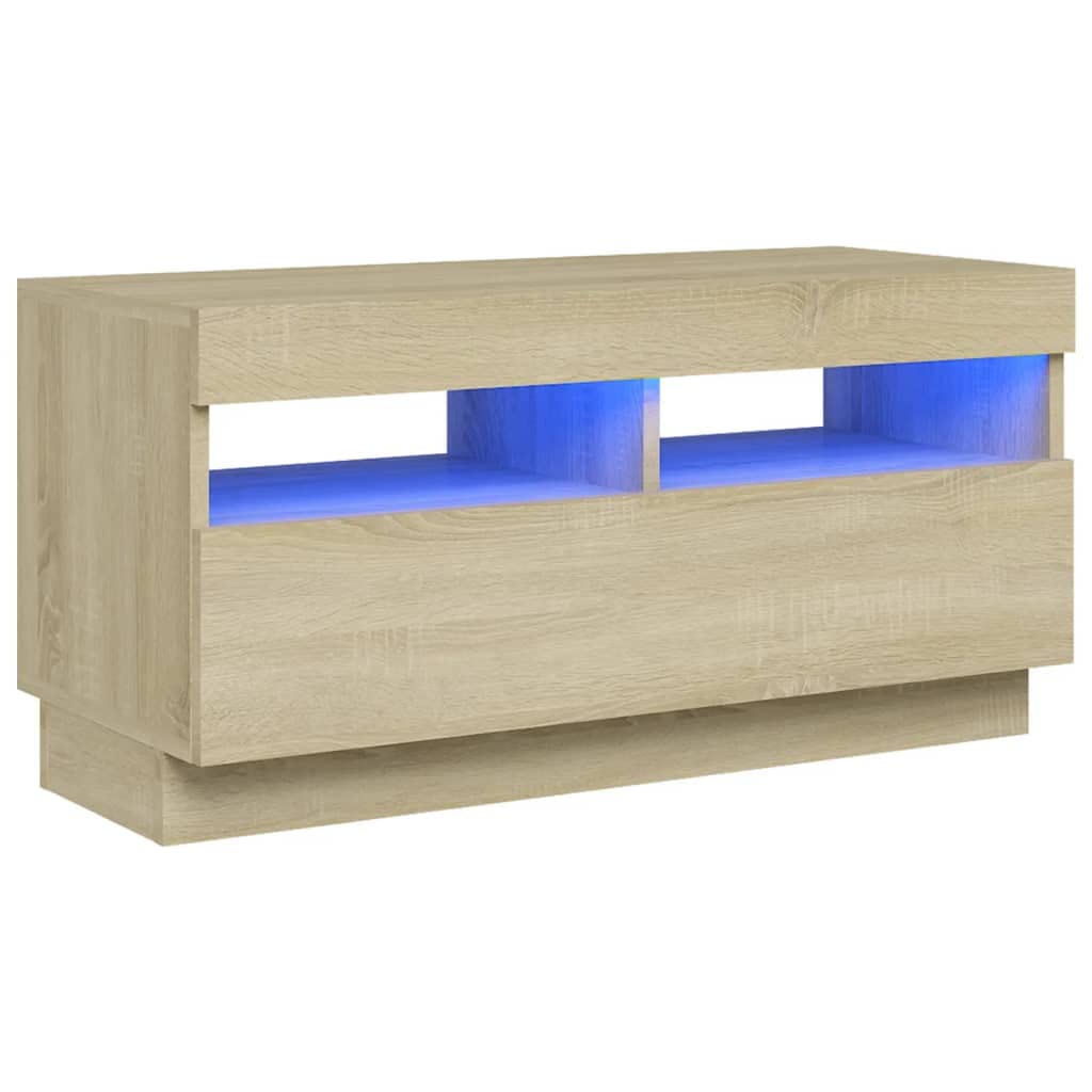 vidaXL TV Cabinet with LED Lights Sonoma Oak 32&quot;x14&quot;x16&quot;