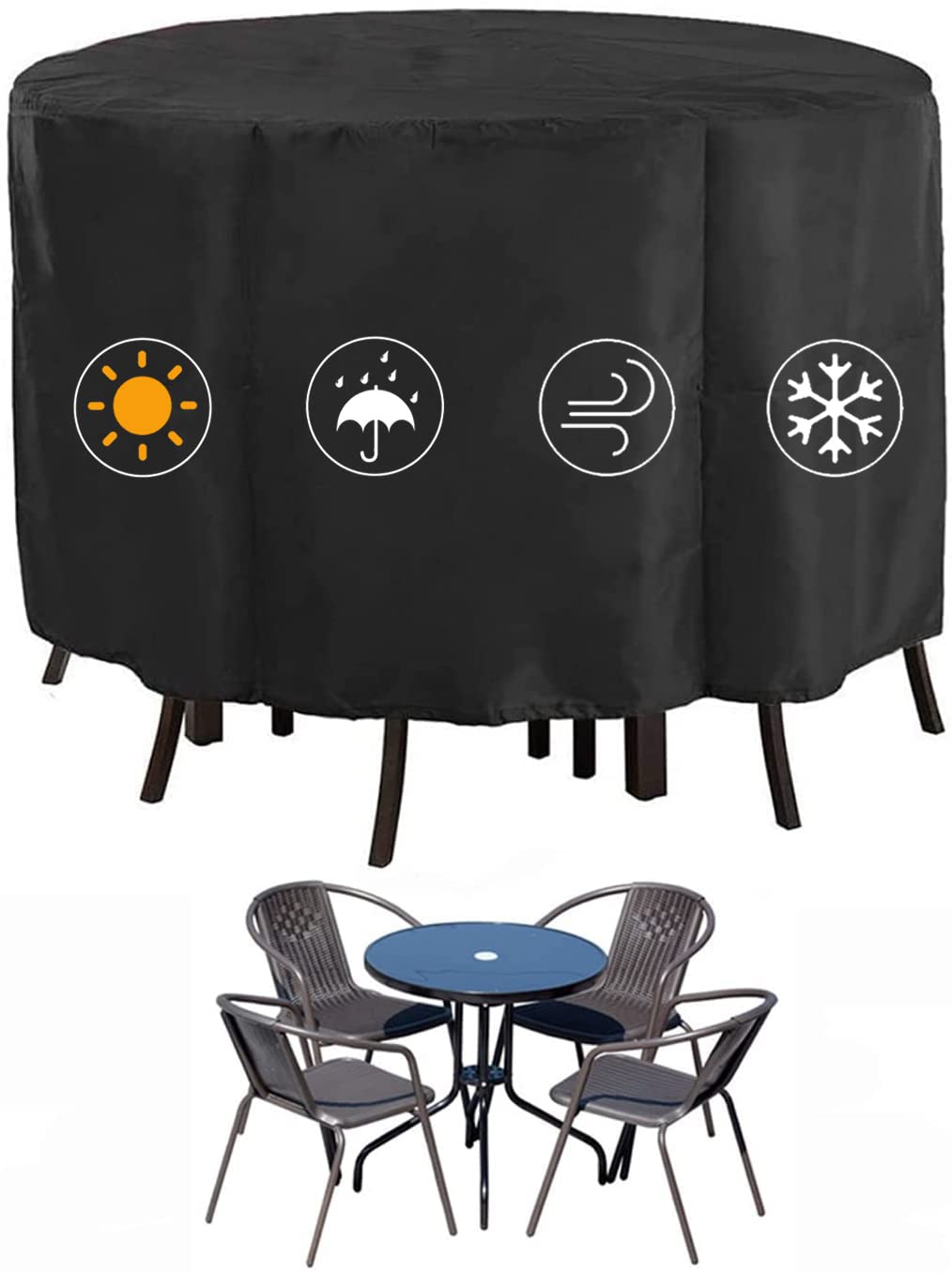 Kingling Patio Furniture Covers, 72 Inch Round Outdoor Table Cover, Outdoor Furniture Cover Waterproof For Outdoor Bar Height Ta