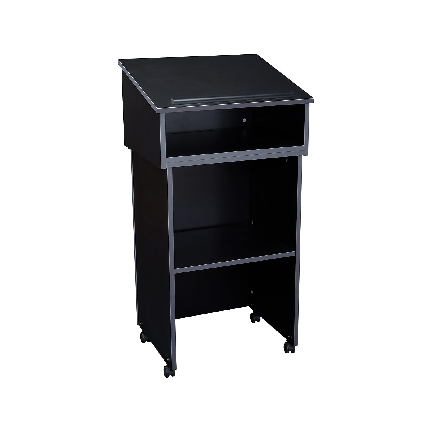 Oklahoma Sound Combo 47.5-Inch Portable Lectern, Black/Charcoal (22-112-Bk)