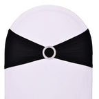 Sweeteasy 10Pcs Black Spandex Chair Sash Bands Stretchable Fitted For Chair Covers Backs Christmas Baby Shower Parties Decoratio