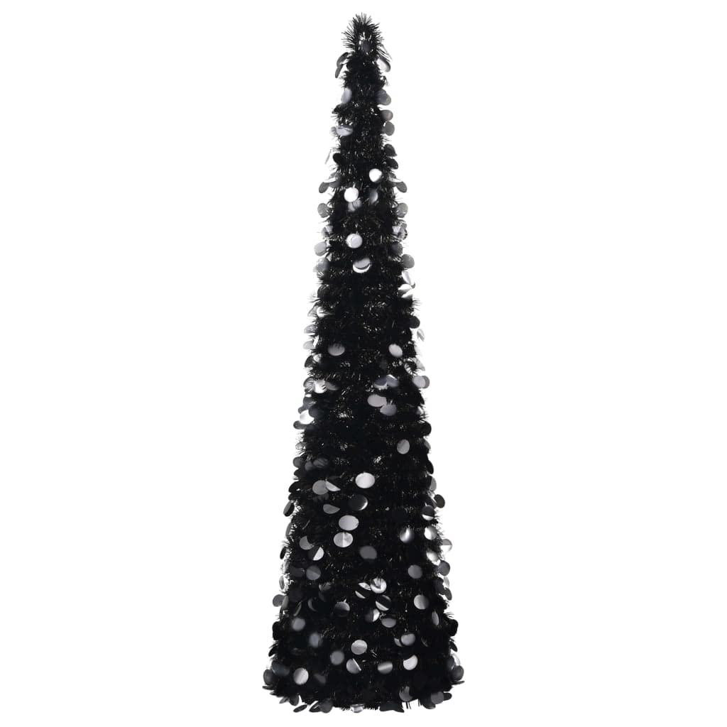 vidaXL Black Pop-up Artificial Christmas Tree 150cm, Easy Assembly, Indoor and Outdoor Use, Durable PET Material, Economical Holiday Decoration