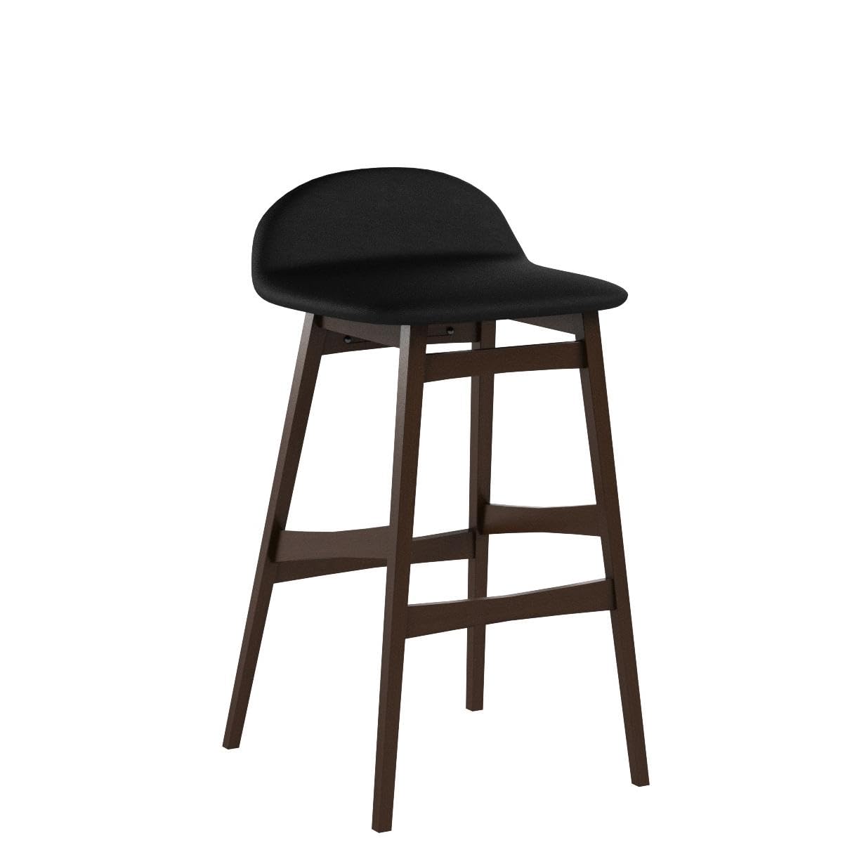 Baxton Studio 2 Piece Bloom Scandinavian Style Faux Leather Upholstered Walnut Barstool Set, 30', Black