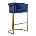 Best Quality Furniture Bar Stools (Single) Navy Blue Velvet with Gold Iron Frame